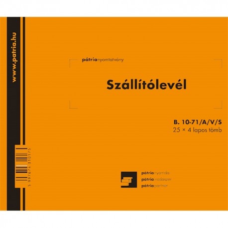 Szállítólevél 25x4 lapos tömb A/5 fekvő