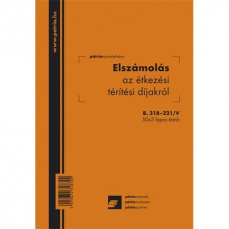 Elszámolás az étkezési térítési díjakról 50x3 lapos tömb A/5 álló