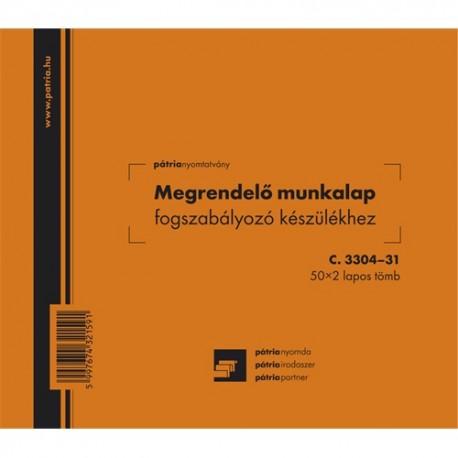 Megrendelő munkalap fogszabályozó készülékhez 50x2 lapos tömb 168x148 mm