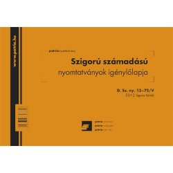 Szigorú számadású nyomtatványok igénylő lapja 50x2 lapos tömb A/5 fekvő