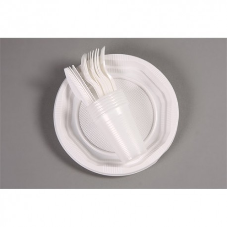 Grillszett műanyag ( 6x6 db tányér, kés, villa, pohár )