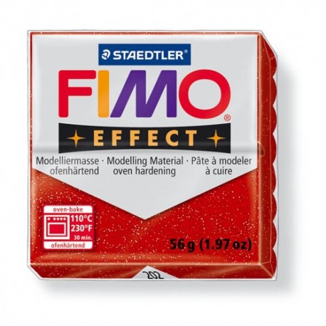 Kreatív kiégethető gyurma Fimo Effect 56g glitteres piros