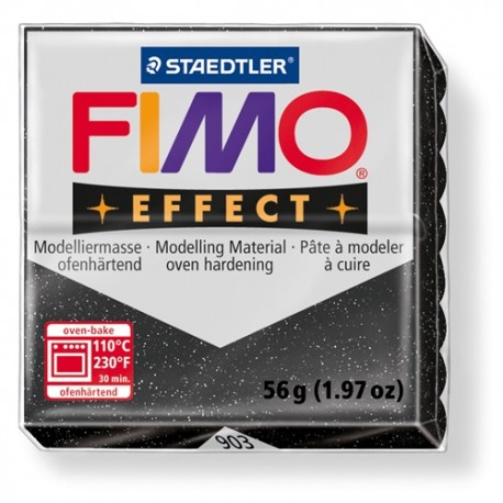 Kreatív kiégethető gyurma Fimo Effect 56g áttetsző/gyöngyház fekete csillagpor