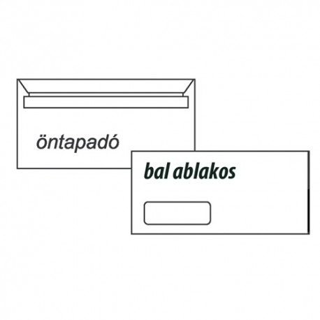 Boríték LA/4 öntapadós 35x90 mm bal ablakos, balról és alulról 20 mm