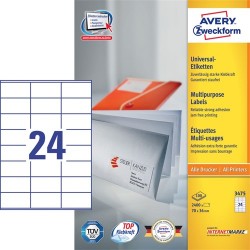 Etikett címke Avery Zweckform 70x36 mm univerzális címke 100 ív 2400 db/doboz 3475