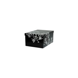 Tárolódoboz karton maxi 52x40x25 cm virágok fekete