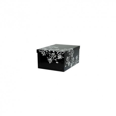 Tárolódoboz karton mini 33x25x16 cm virágok fekete