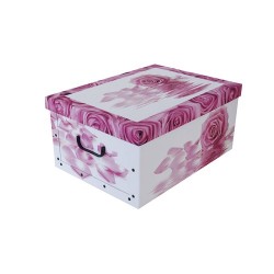 Tárolódoboz karton mini 33x25x16 cm rózsa rózsaszín