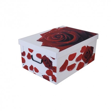 Tárolódoboz karton mini 33x25x16 cm rózsa vörös