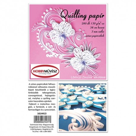 Kreatív Quilling papírcsík 3 mm 280 db/csomag pasztell vegyes színek