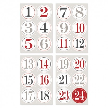 Kreatív Adventi kalendárium matrica 1-24 számok, kicsi