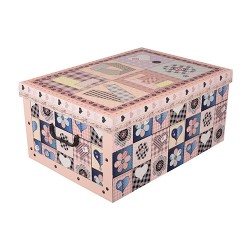 Tárolódoboz karton maxi 52x40x25 cm rózsaszín szív