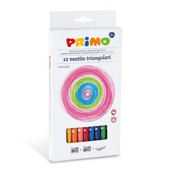 Színes ceruza PRIMO vastag háromszögletű, 12 db-os klt 2hegyező + radír