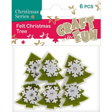 Karácsonyi filc CF karácsonyfa hópihével zöld-fehér 6 db/csomag