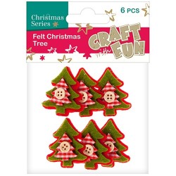 Karácsonyi filc CF karácsonyfa hópihével zöld-piros 6 db/csomag