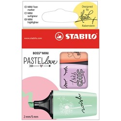 Szövegkiemelő Stabilo Boss Mini Pastellove 3 db-os klt. (menta, lila, barack)