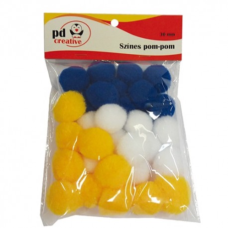 Kreatív pd pom-pom 3 cm színes 30 db/csomag