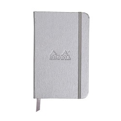 Füzet Clairefontaine Rhodia Silver 9x14 cm 96 lapos vonalas, gumis, ezüstszínű