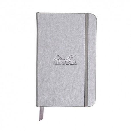 Füzet Clairefontaine Rhodia Silver 9x14 cm 96 lapos vonalas, gumis, ezüstszínű