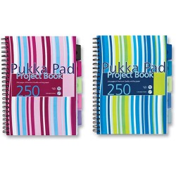 Spirálfüzet A/4 Pukka Pad 250 oldalas vonalas,5 regiszteres színes PROBA4