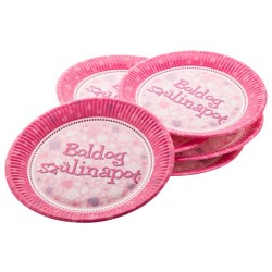 Tányér papír 23 cm 6 db/cs Boldog születésnapot pink