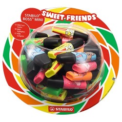 Stabilo Boss Mini Sweet Friends szövegkiemelő 50 db-os display (14 sárga, 10 zöld, 10 narancs, 10 pink, 6 kék)