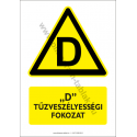 D tűzveszélyességi fokozat figyelmeztető piktogram tábla