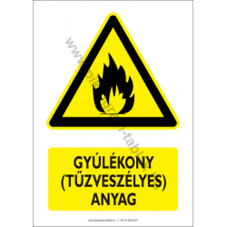 Gyúlékony (tűzveszélyes) anyag figyelmeztető piktogram tábla