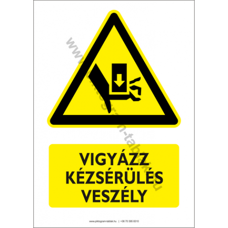 Kézsérülés veszély figyelmeztető piktogram tábla