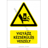 Kézsérülés veszély figyelmeztető piktogram tábla