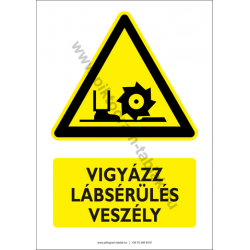 Lábsérülés veszély figyelmeztető piktogram tábla