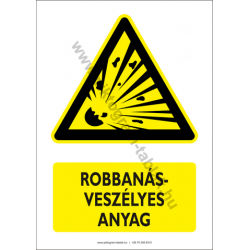 Robbanásveszélyes anyag figyelmeztető piktogram tábla