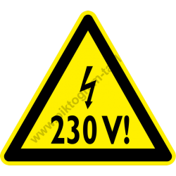 230 V figyelmeztető piktogram matrica