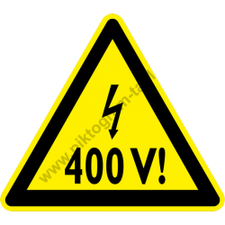 400 V figyelmeztető piktogram matrica