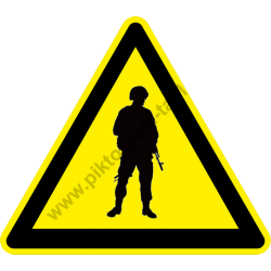 Fegyveres őrrel őrzött terület figyelmeztető piktogram matrica