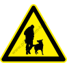 Fegyveres őrrel és kutyával őrzött terület figyelmeztető piktogram matrica
