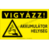 Vigyázz! Akkumulátor helyiség figyelmeztető piktogram tábla