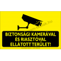 Biztonsági kamerával és risztóval ellátott terület figyelmeztető piktogram tábla