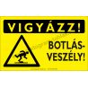 Vigyázz! Botlásveszély figyelmeztető piktogram tábla