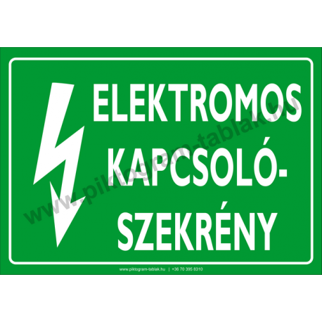 Elektromos kapcsolószekrény villamossági piktogram tábla