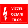 Vízzel oltani tilos villamossági piktogram tábla