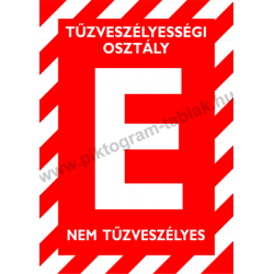 E tűzveszélyességi osztály tűzvédelmi piktogram tábla