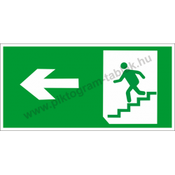 Utánvilágító menekülési út balra a lépcsőn piktogram tábla
