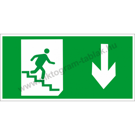 Utánvilágító menekülési út le a lépcsőn piktogram tábla