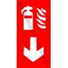 Tűzoltókészülék lefele tűzvédelmi piktogram tábla