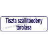 Tiszta szállítóedény tárolása HACCP tábla