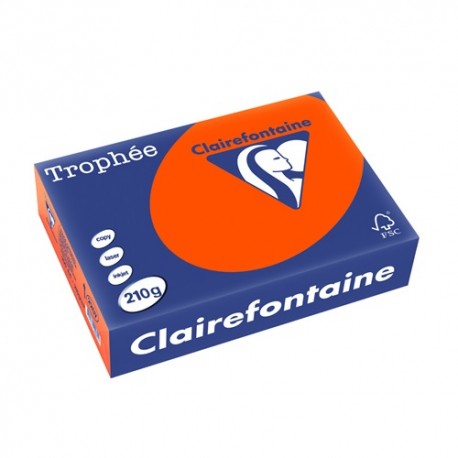 Másolópapír színes Clairefontaine Trophée A/4 210g intenzív narancssárga 250 ív/csomag (2207)