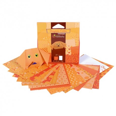 Kreatív origamipapír Clairefonatine Mandarine 12x12 cm 20 lap narancssárga