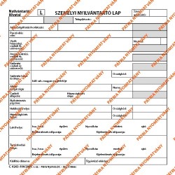 Személyi nyilvántartó lap (lakóhelyre) 150x150 mm