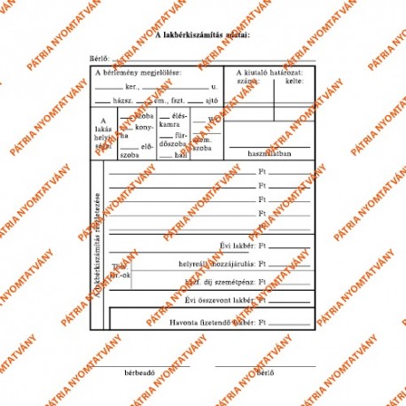 Lakbérkönyv 8 lapos füzet 100x145 mm